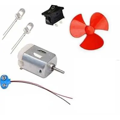 Project kit ( Fan , DC Motor , 1 LED , Battery Connector , Switch)